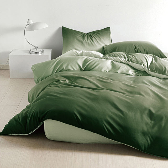 Спално бельо от поликотън – тъмнозелено с омбре ефект