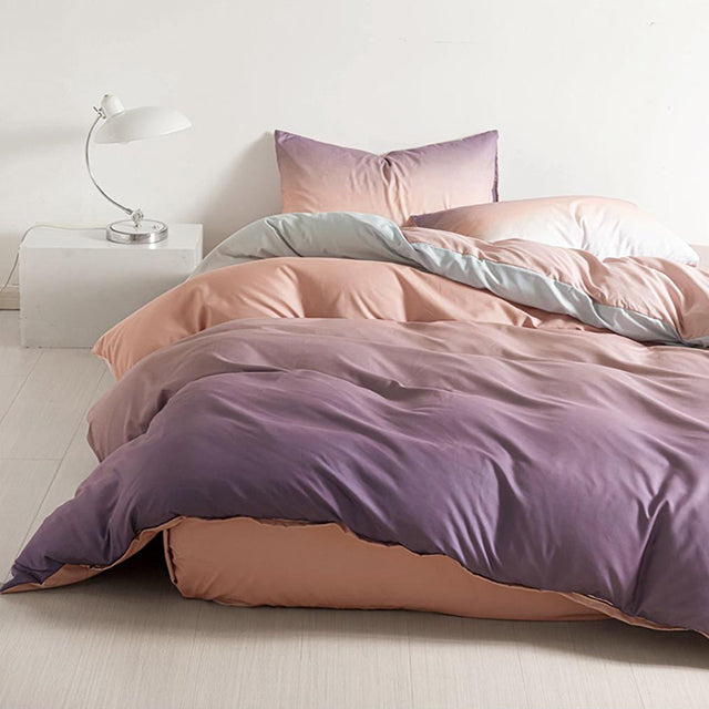 Спално бельо от поликотън – светлолилаво и розово с омбре ефект 