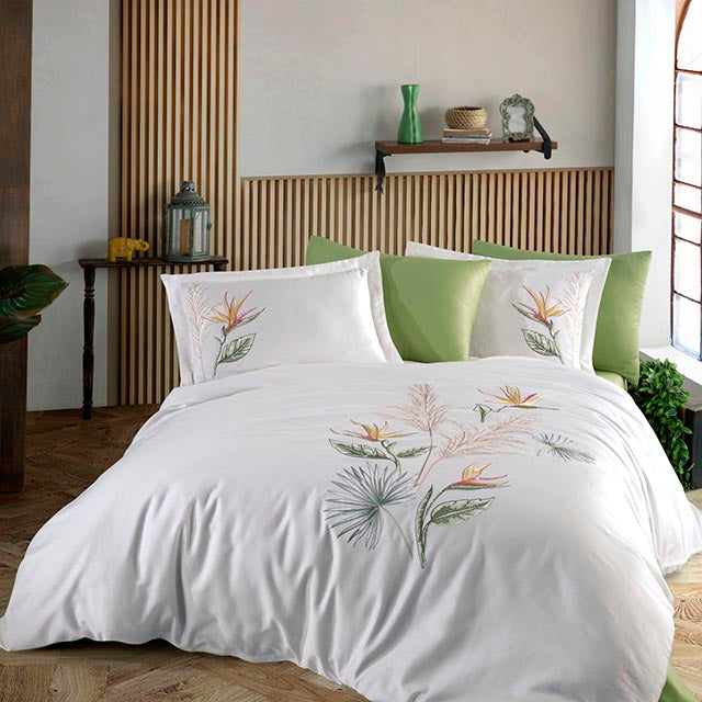 Луксозно спално бельо от бамбук с бродерия - Starlice - Crem 