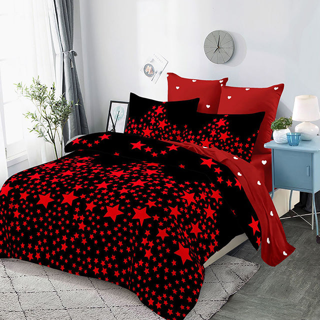 Спално бельо от 100% памук – черно със звезди 