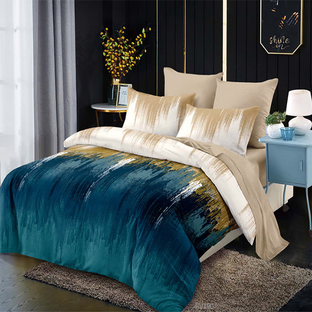 Спално бельо от 100% памук – бежово с интересен дизайн 