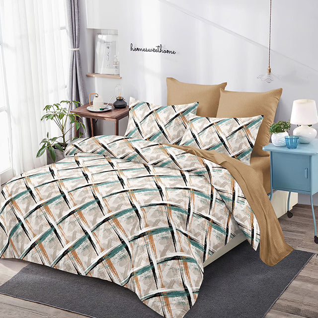 Спално бельо от 100% памук – кафяво с абстрактен дизайн