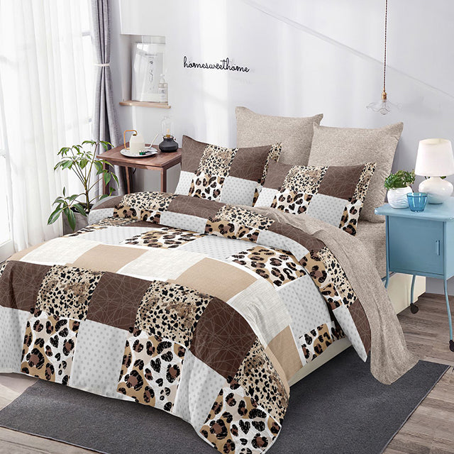 Спално бельо от 100% памук – бежово с животински мотив 