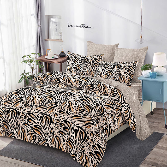 Спално бельо от 100% памук – бежово с животински мотив 