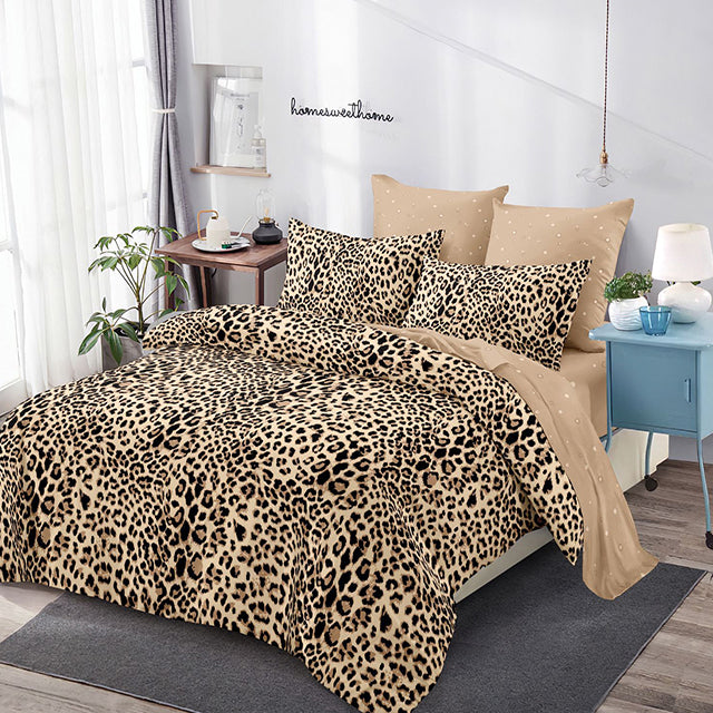 Спално бельо от 100% памук – бежово с животински мотив 