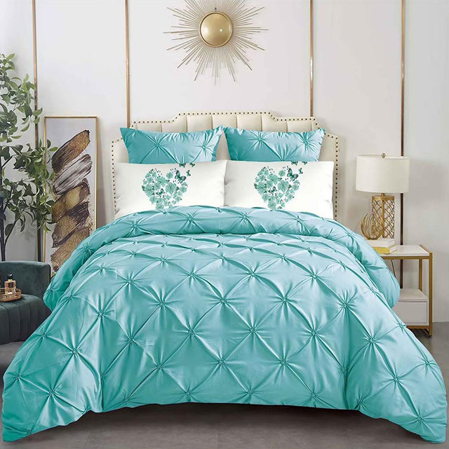 Едноцветно спално бельо с ластик - цвят тюркоаз