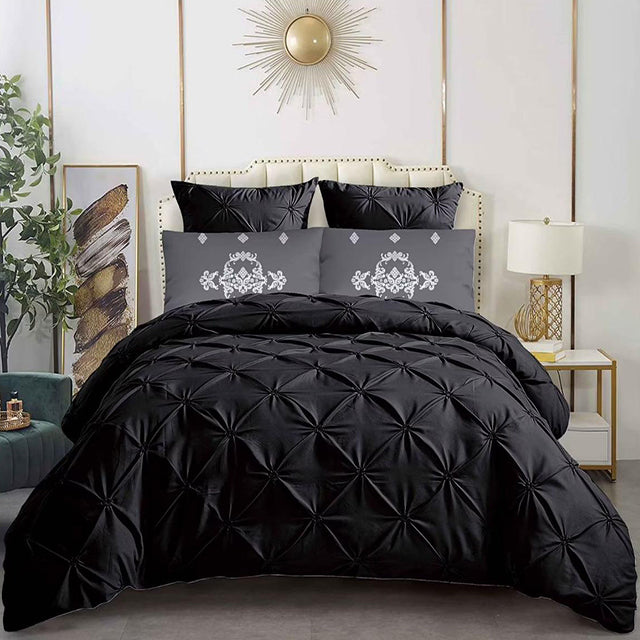 Едноцветно спално бельо с ластик - черно - CR-22