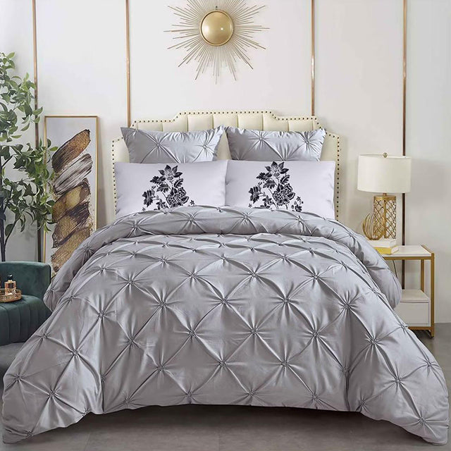 Едноцветно спално бельо с ластик - сиво - CR-24