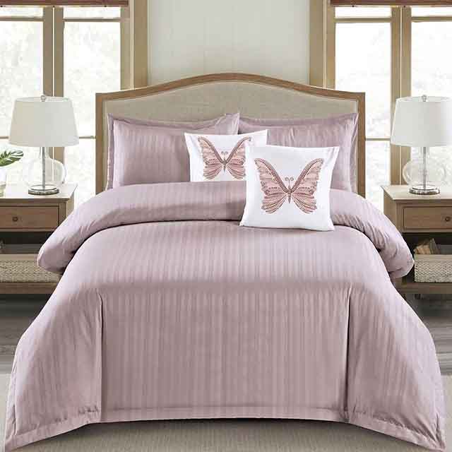 Едноцветно спално бельо с ластик - пепел от рози