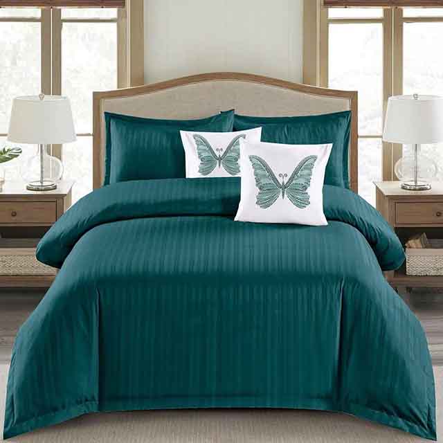 Едноцветно спално бельо с ластик - тъмнозелено