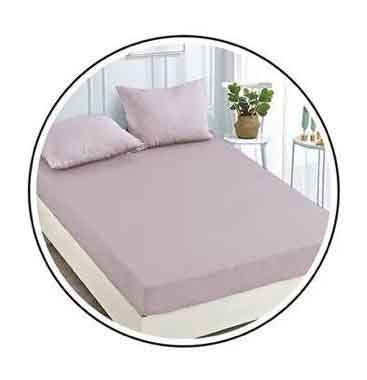 Едноцветно спално бельо с ластик - пепел от рози