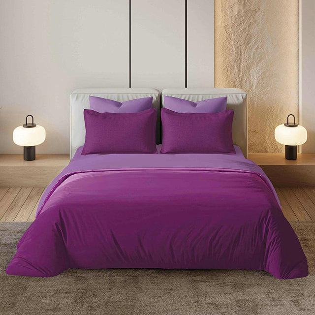 Спално бельо с ластик от премиум ранфорс памук - лилаво
