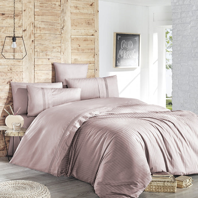Спално бельо от ранфорс памук – бледорозово