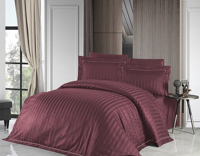 Спално бельо от VIP памучен сатен - виолетово с кантове