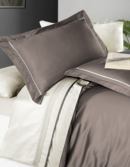 Спално бельо от VIP памучен сатен - кафяво и екрю