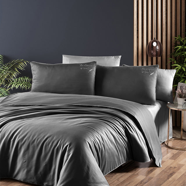 Спално бельо от VIP памучен сатен - цвят графит