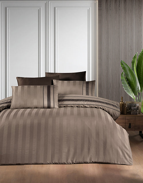 Спално бельо от VIP памучен сатен - кафяво