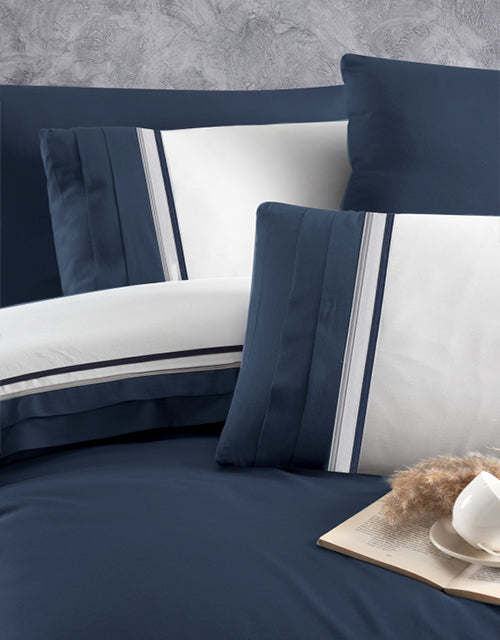 Спално бельо от VIP памучен сатен - синьо и бяло