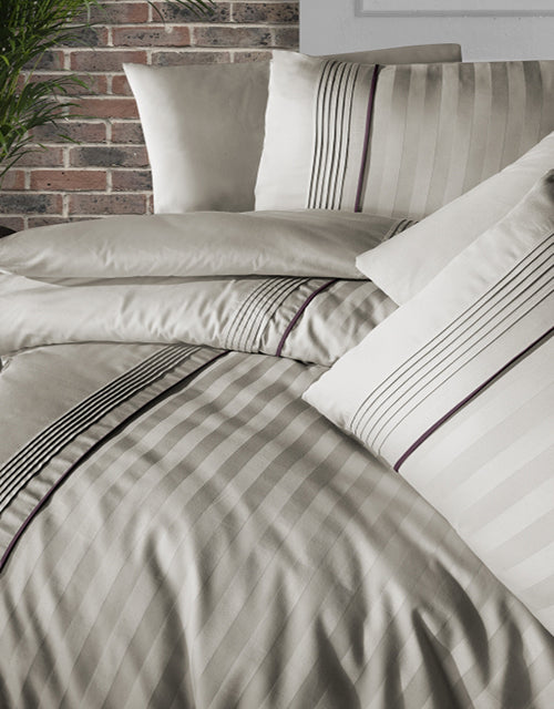 Спално бельо от VIP памучен сатен - бежово-сивo