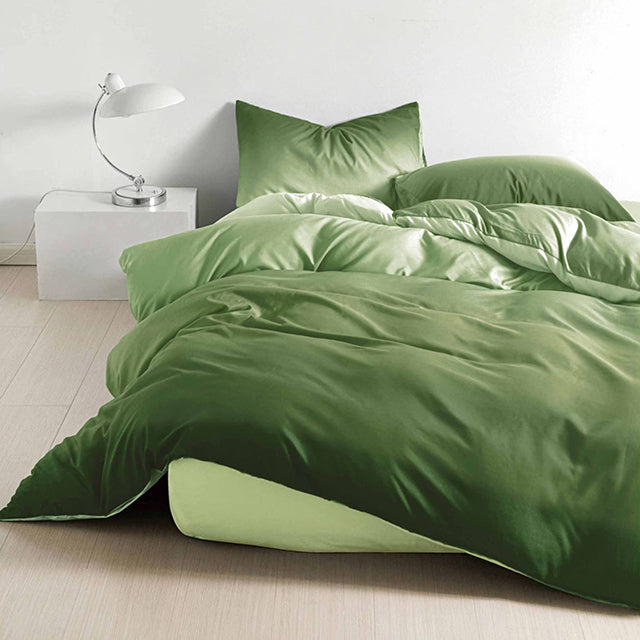 Спално бельо с ластик от 100% памук – зелено с омбре ефект