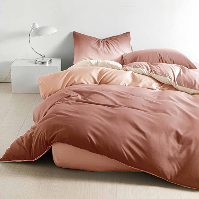 Спално бельо с ластик – от 100% памук – светлокафяво с омбре ефект