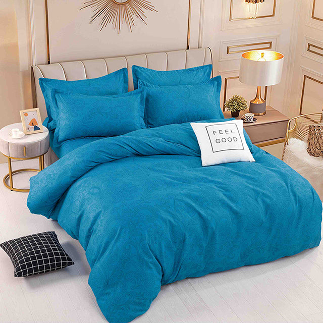 Единично спално бельо от 100% памук – синьо с орнаменти