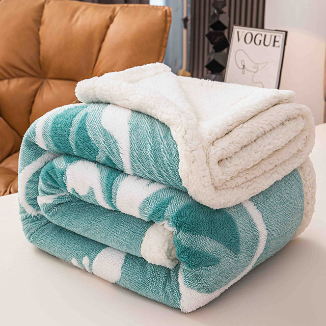 Плюшено 3D одеяло - Цвят тюркоаз с пеперуди - F3D-02