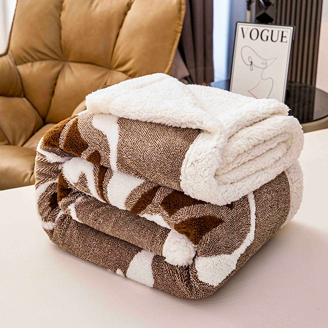 Плюшено 3D одеяло - Кафяв цвят с пеперуди - F3D-04