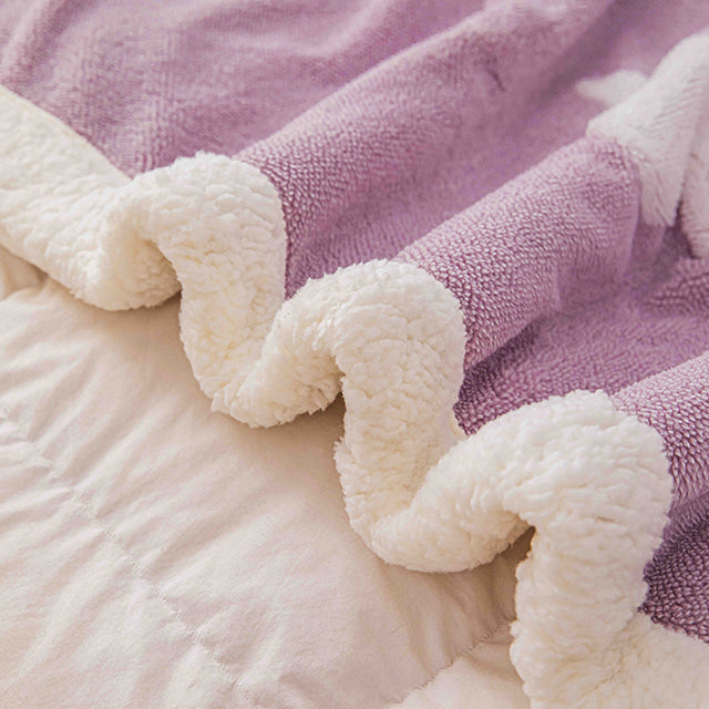 Плюшено 3D одеяло - Лилав цвят с пеперуди - F3D-06