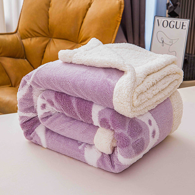 Плюшено 3D одеяло - Лилав цвят с пеперуди - F3D-06