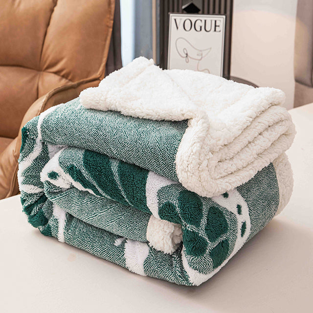 Плюшено 3D одеяло - Зелен цвят с пеперуди - F3D-08