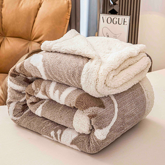 Плюшено 3D одеяло - Бежов цвят с пеперуди - F3D-09