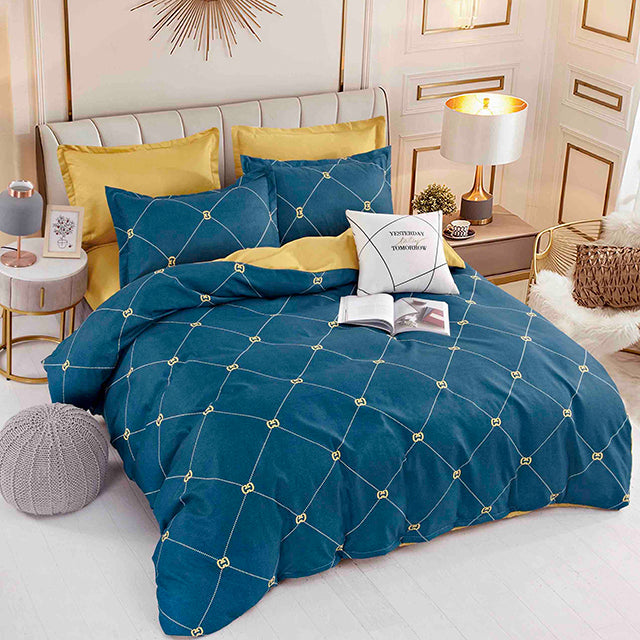 Спално бельо с ластик - тъмносин цвят