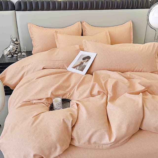 Спално бельо с ластик - цвят праскова