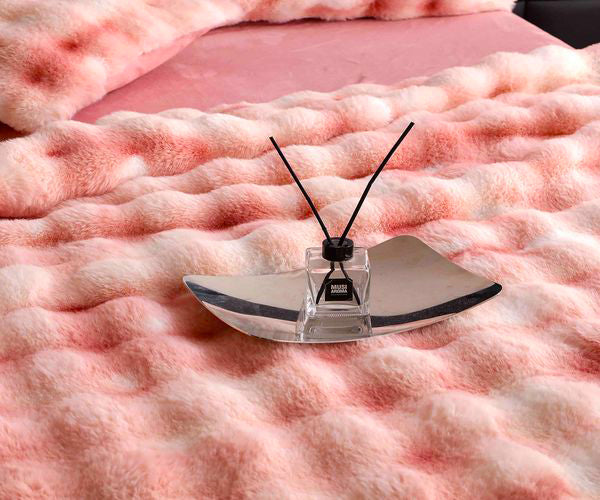 Спално бельо с изкуствен заешки косъм – розово