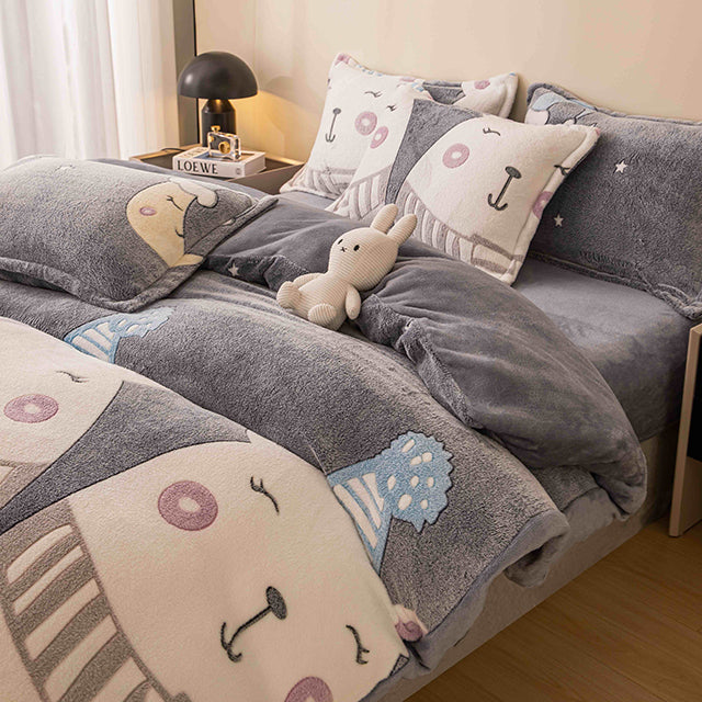 Спално бельо Cocolino - сиво с полярни мечета