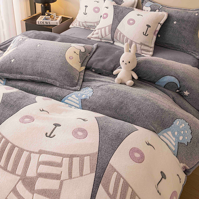 Спално бельо Cocolino - сиво с полярни мечета