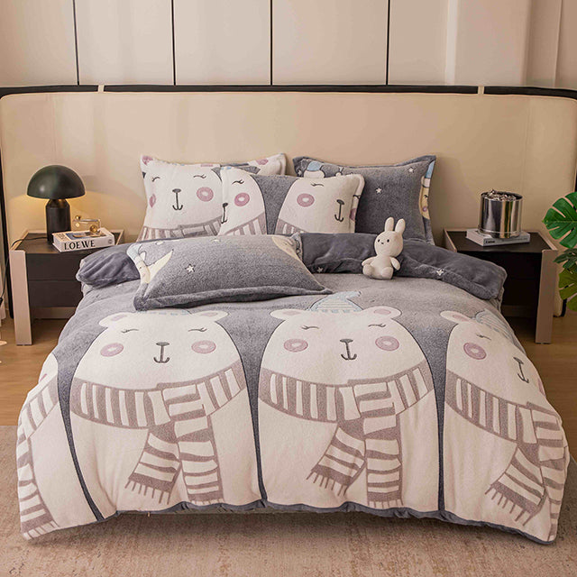 Спално бельо Cocolino - сиво с полярни мечета