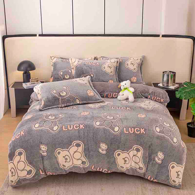 Спално бельо Cocolino - сиво с мечета и надписи