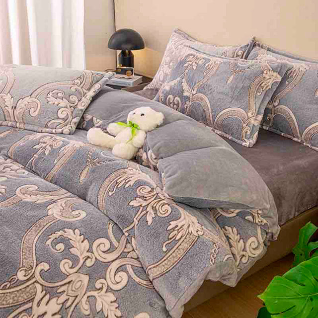 Спално бельо Cocolino - сиво с орнаменти