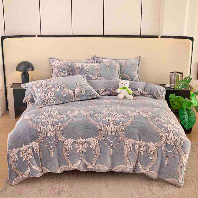 Спално бельо Cocolino - сиво с орнаменти