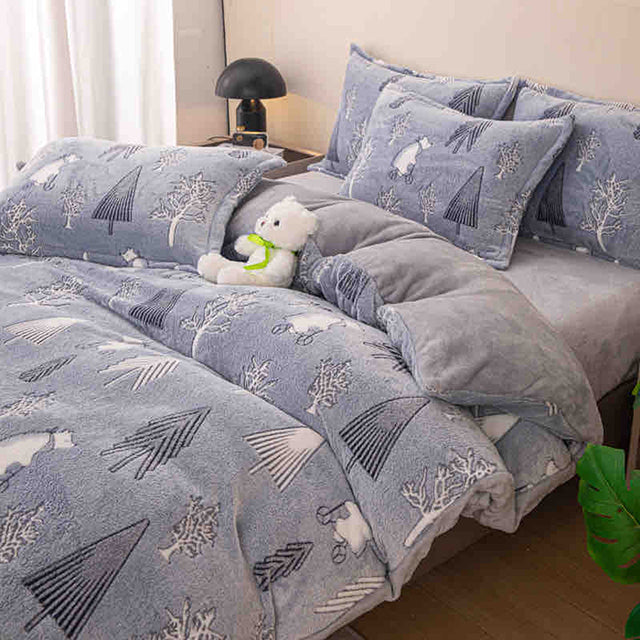 Спално бельо Cocolino - сиво със зимен мотив