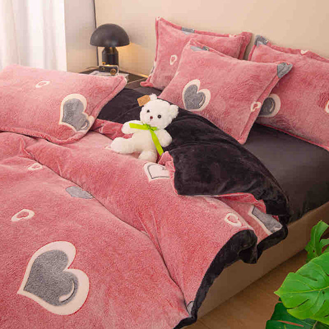 Спално бельо с ластик Cocolino – розово със сърца