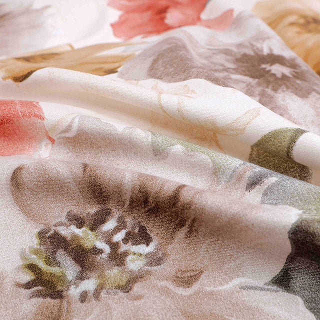 Спално бельо от бархет с ластик - цвят керемида с цветя