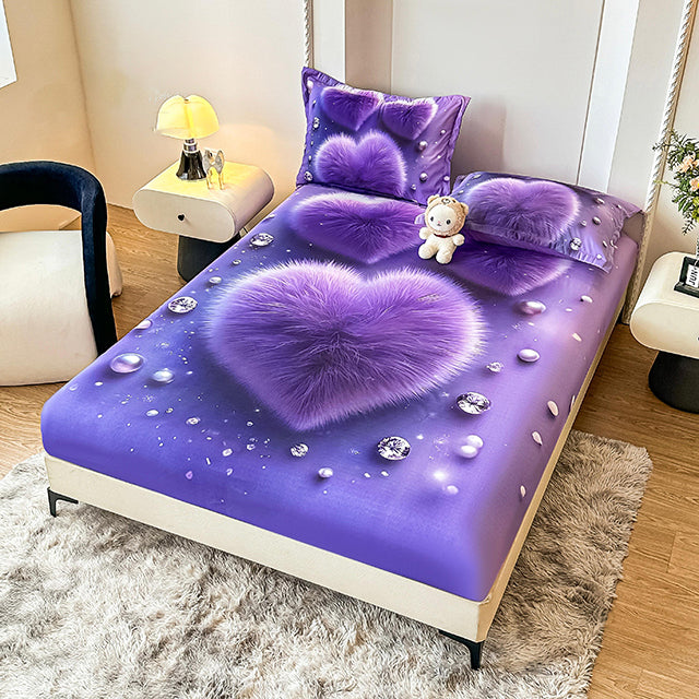 5D Комплект от 3 части - лилаво със сърца 