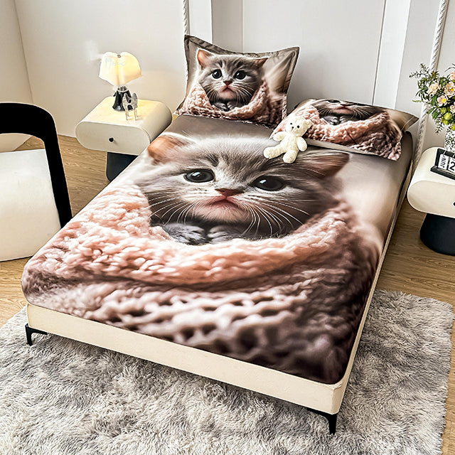 5D Комплект от 3 части - кафяво с коте