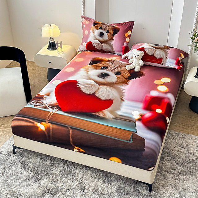 5D Комплект от 3 части - розово с кученце 