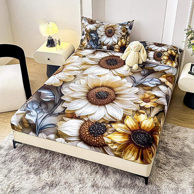 5D Комплект от 3 части - кафяво с цветя 