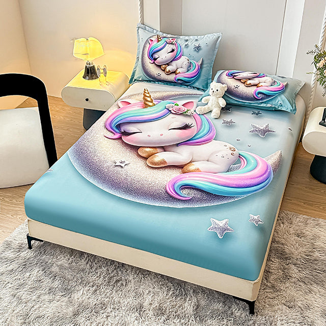 5D Комплект от 3 части - синьо с еднорог 