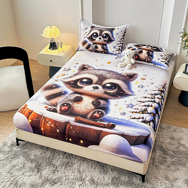 5D Комплект от 3 части - бяло с енотче 